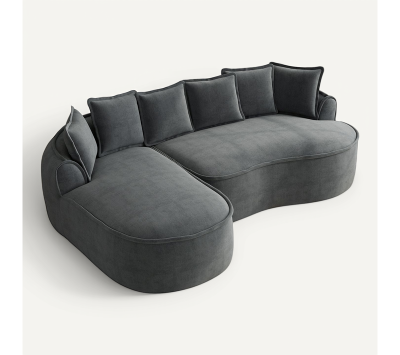 Canapé Compressé,Canapé D’angle Modulaire En L, Sans Cadre En Chenille, Méridienne Et Coussins,gris