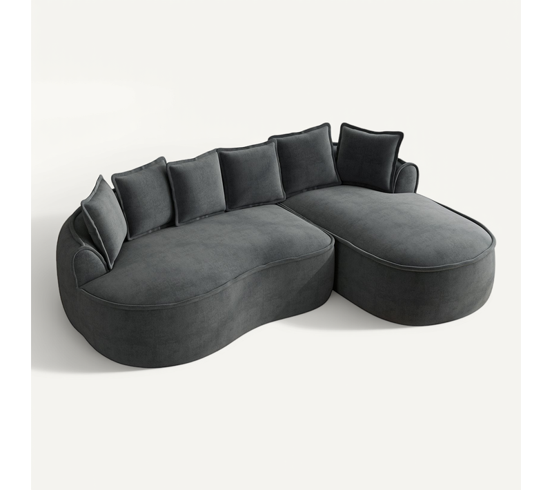 Canapé Compressé,canapé Modulaire Sans Cadre En L, Chenille Confortable, Méridienne Et Coussins,gris