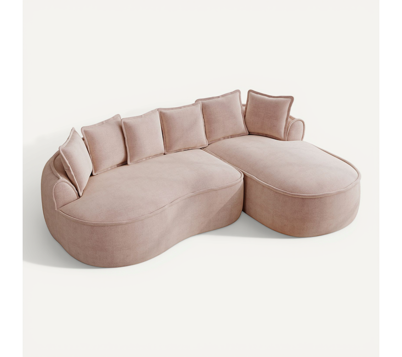 Canapé Compressé,Canapé Modulaire Sans Cadre En L, Chenille Confortable, Méridienne Et Coussins,Rose