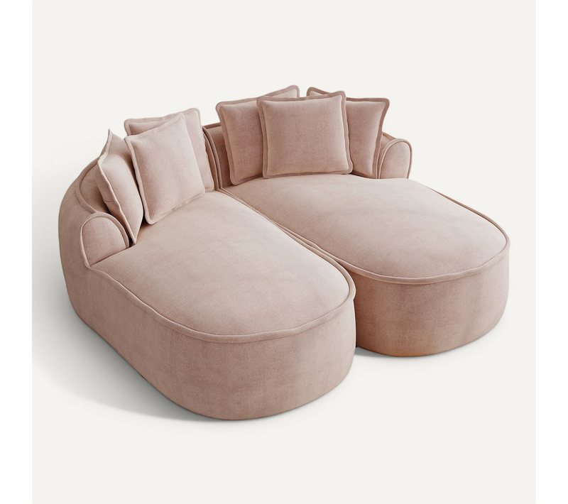 Canapé Compressé - Canapé Modulable Double Cloud En Chenille - Design Sans Cadre - Coussins - Rose