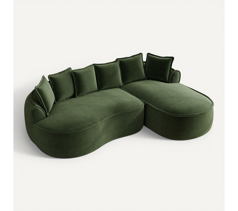 Canapé Compressé,canapé Modulaire Sans Cadre En L, Chenille Confortable, Méridienne Et Coussins,vert