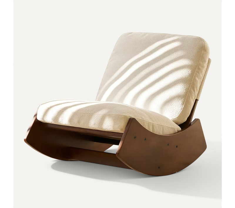 Fauteuil à Bascule - Moderne - Velours Côtelé - Sans Accoudoirs - Fauteuil Relax 1 Place - Blanc