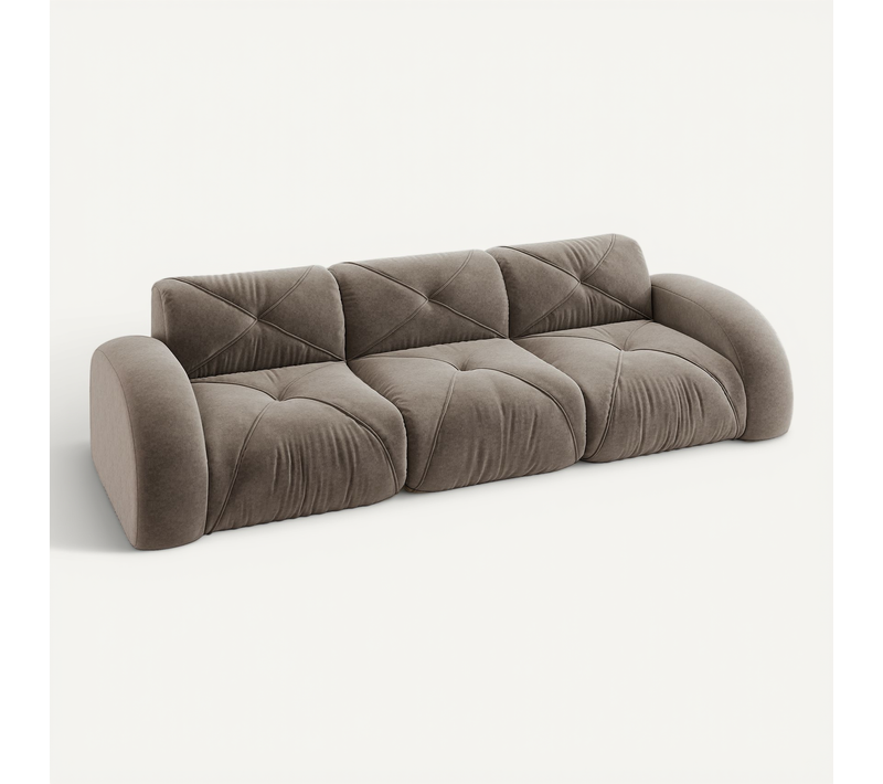 Canapé Compressé - Canapé Modulaire - 3 Places - Tissu Chenille Antidérapant - Confortable - Marron