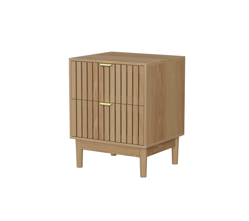 Table De Chevet, 2 Tiroirs, Structure Stable, Pratique Et Moderne, Naturel