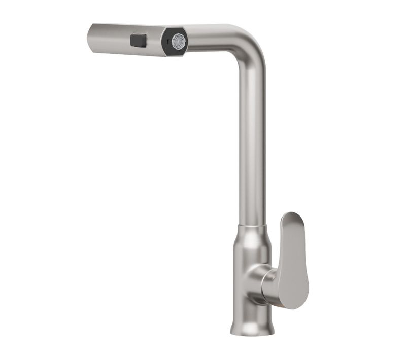 Robinet De Cuisine - Mitigeur Évier Avec Tête Extensible Et Pivot 360° - Acier Inoxydable - Argent