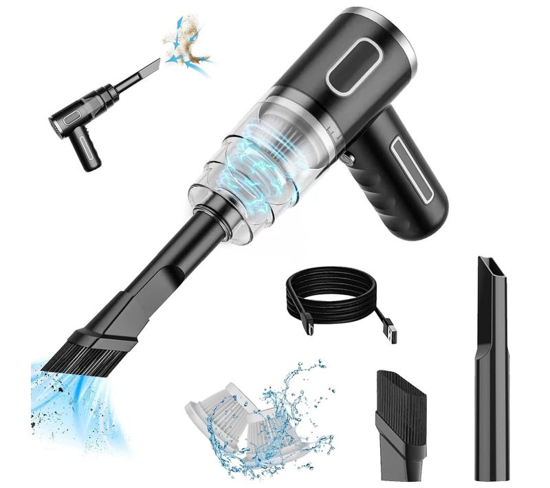 Aspirateur De Voiture à Main, Portable Et Rechargeable, Double Filtre, Sans Fil, Noir Élégant