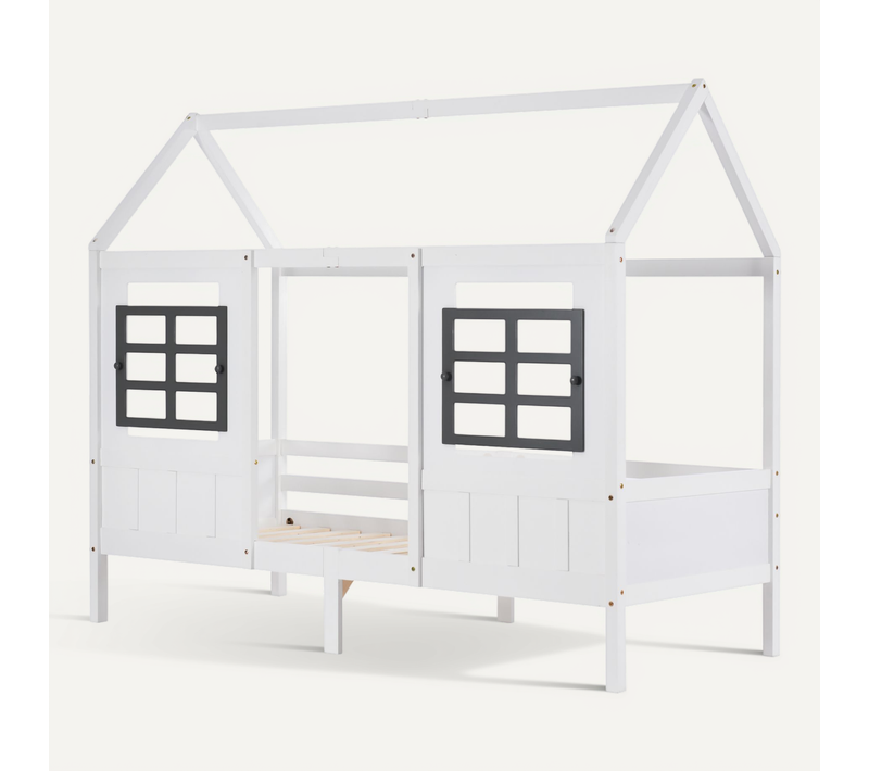 Lit Enfant Cabane Blanc 200x90 Cm Avec 2 Tiroirs Pour Chambre D’enfant