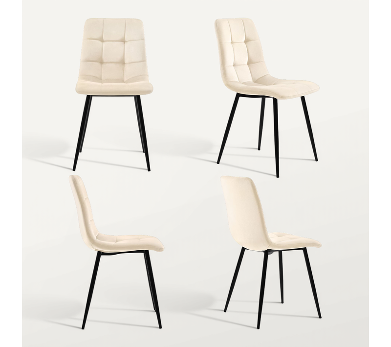 Chaise De Salle à Manger Lot De 4 Blanc Antique En Velours Avec Dossier