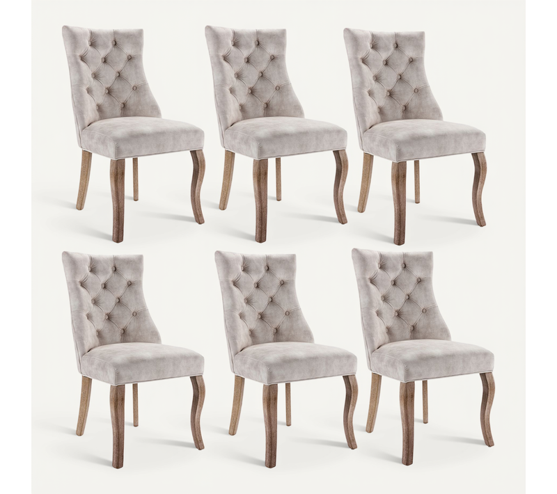 Chaise De Salle à Manger Velours Beige Clair Avec Dossier Haut