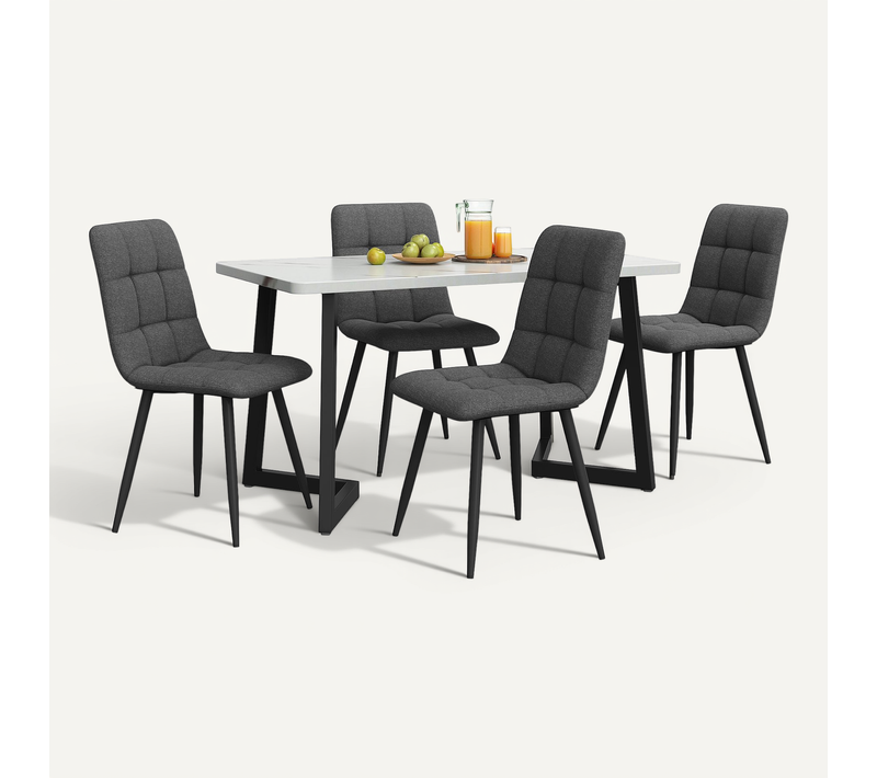 Ensemble Table à Manger Gris 117 X 68 Cm Avec 4 Chaises Pour Cuisine