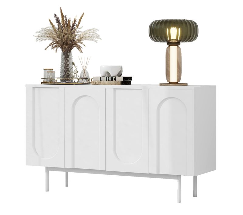Buffet 4 Portes Avec Structure En Mdf Finition Blanche