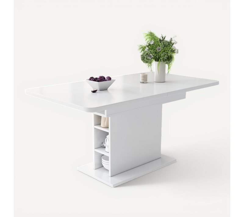 Ensemble Repas Extensible Beige Avec Table De Rangement Et 4 Chaises