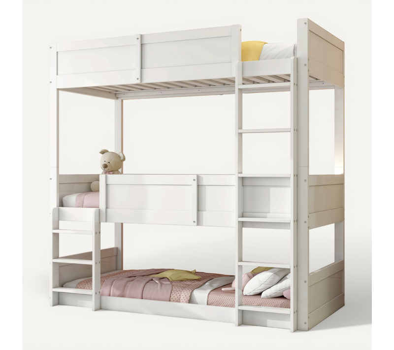 Lit Superposé 90x200 Cm Avec Structure En Bois Blanc