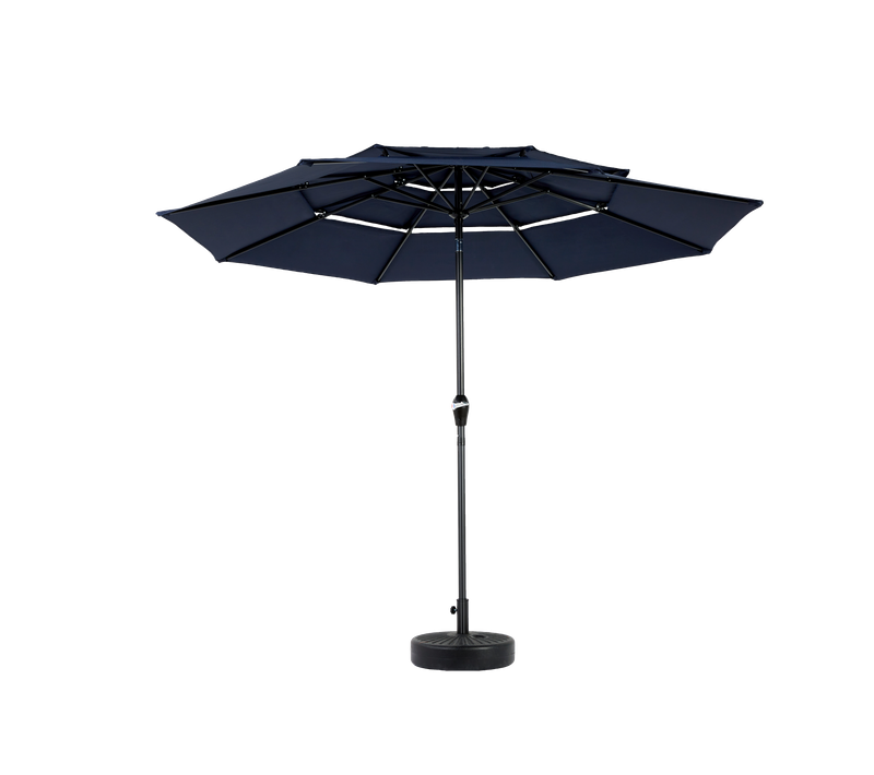 Parasol Double 14,8 Ft Avec Structure En Acier Bleu Marine