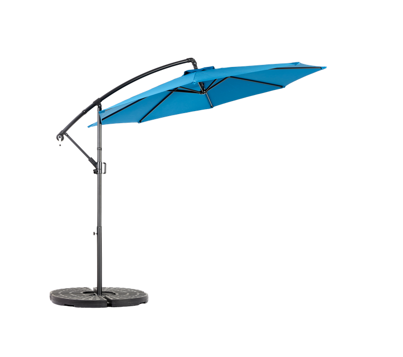 Parasol Double 14,8 Ft Avec Mât En Acier Bleu Marine