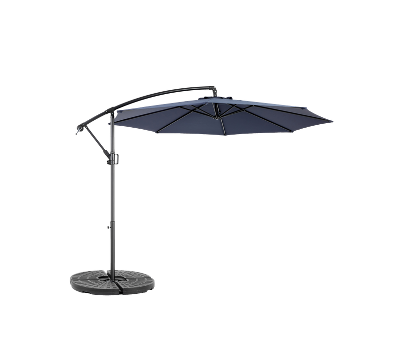 Parasol Double 14,8 Ft Avec Mât En Acier Bleu Marine