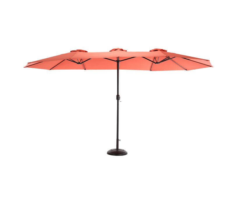 Parasol Double 14,8 Ft Avec Structure En Acier Orange