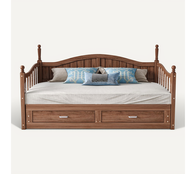 Canapé-lit Extensible Noyer Naturel 90x190 Cm Convertible 180x190 Pour Chambre