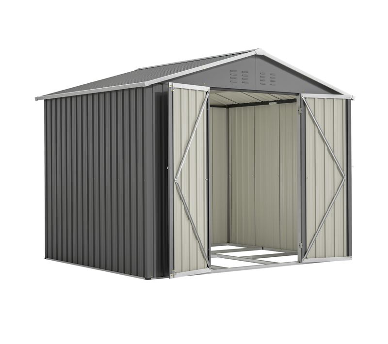 Abri De Jardin 229,4 X 180 Cm En Métal Avec Porte 106 Cm Anthracite