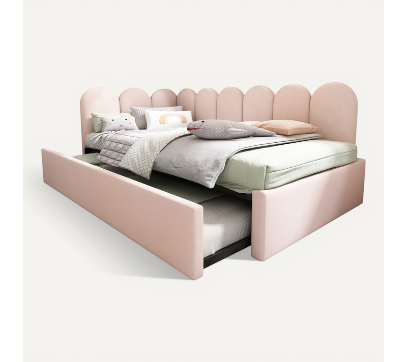 Lit Velours Rose 97x203 Cm Avec Lit Gigogne 90x190 Pour Chambre