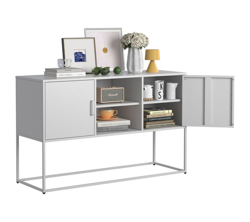 Buffet En Métal 120 Cm Avec 6 Compartiments Blanc
