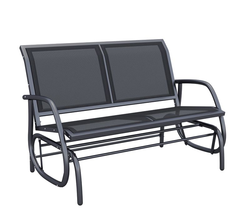 Banc De Jardin 2 Places 120 Cm Avec Structure En Métal Noir