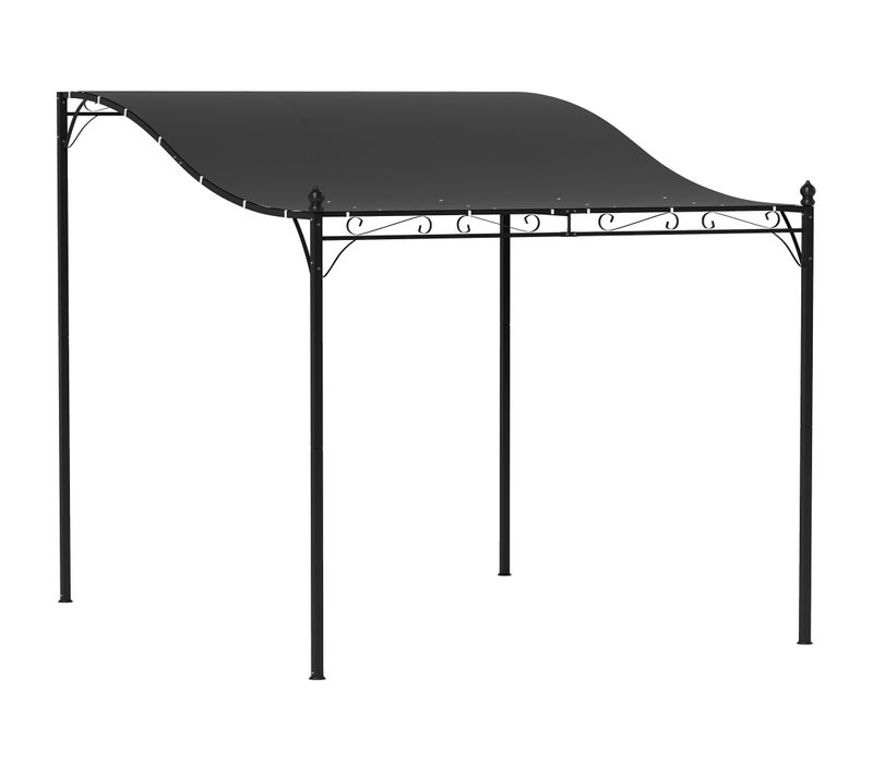 Pergola Adossée 248x298 Cm Avec Structure En Métal Gris Foncé
