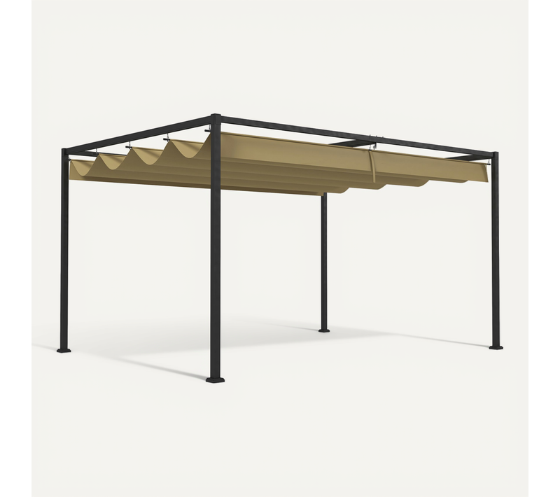 Pergola 4x3 M Avec Structure En Acier Et Toit Réglable Khaki