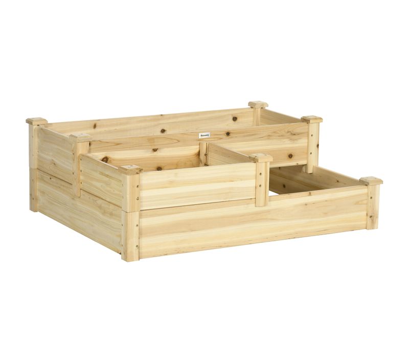 Bac Surélevé 108x88x36 Cm Avec Structure En Bois Naturel 3 Étages