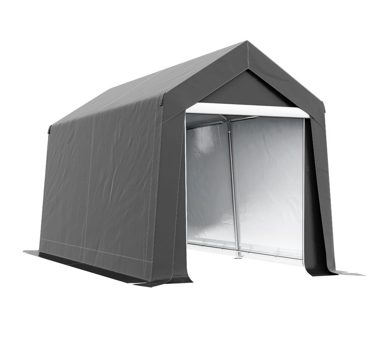 Tente De Stockage 210 X 360 X 235 Cm Avec Structure En Acier Galvanisé Gris Foncé