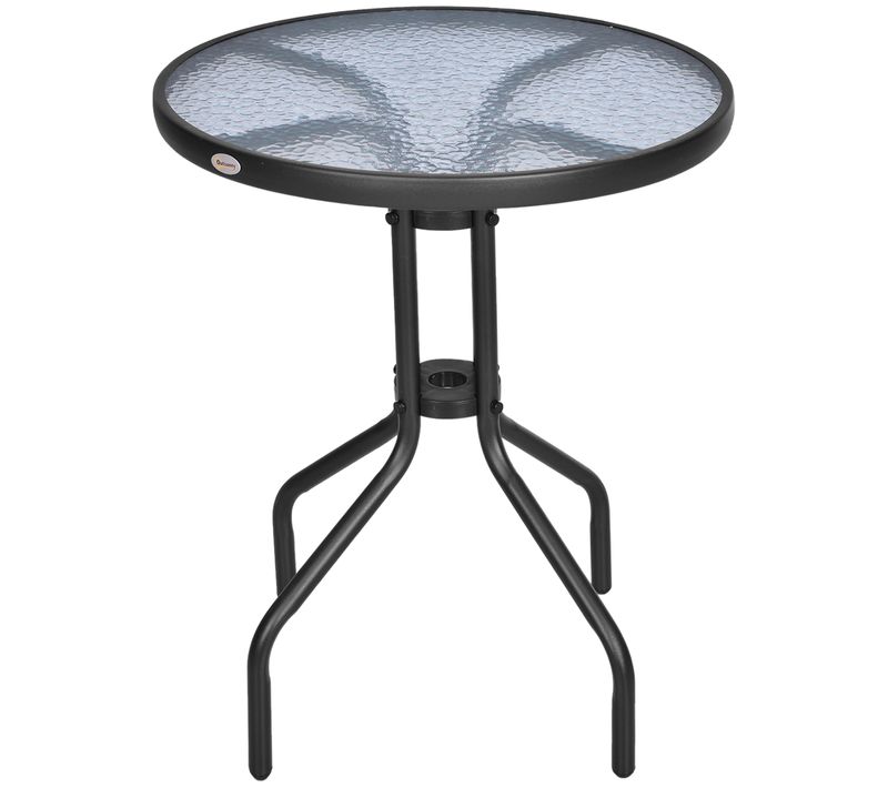 Table De Jardin Ronde D.60 Cm Avec Structure En Métal Noir