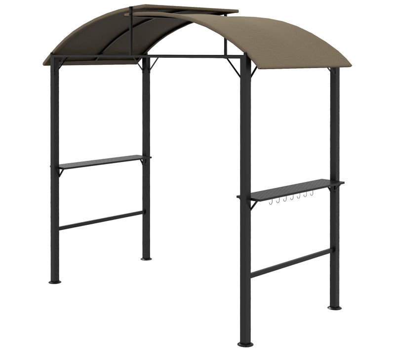 Pavillon Pour Barbecue 233 Cm Avec Toit Double Et Structure En Acier, Khaki