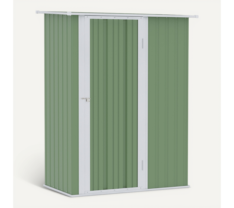 Abri De Jardin 142 X 84 X 189 Cm En Acier Avec Porte Grande Taille Vert