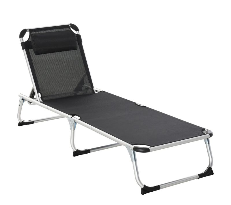 Bain De Soleil Pliant Avec Structure En Aluminium Noir