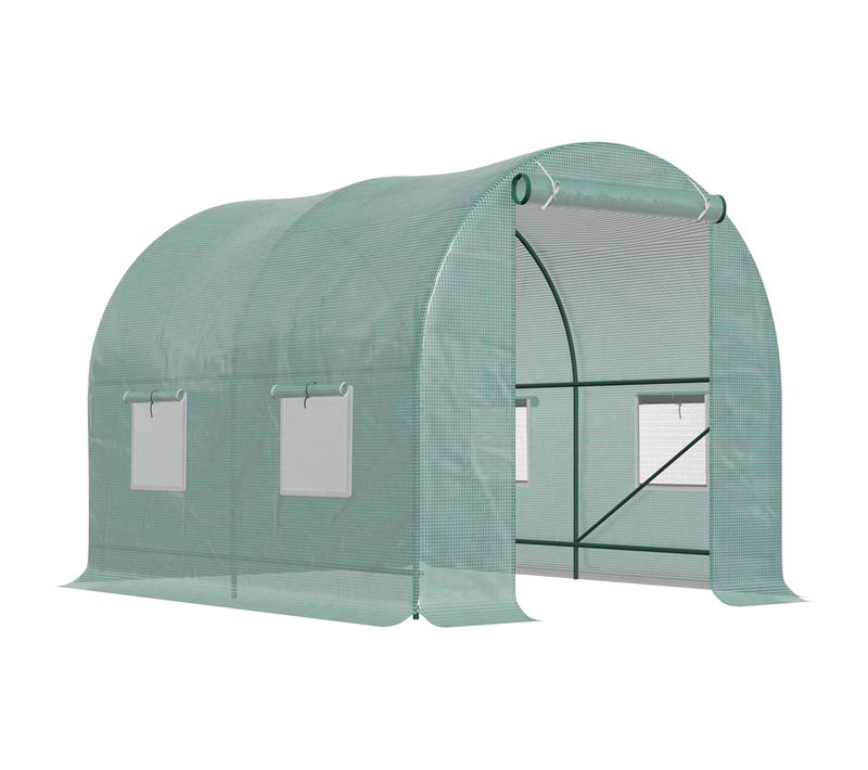 Serre Tunnel 245 X 200 X 198 Cm Avec Structure En Acier Verte
