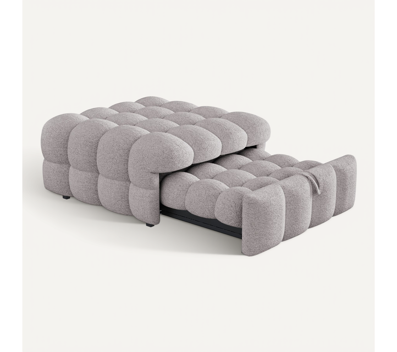 Canapé-lit 183 X 76 Cm Avec Structure Convertible Tissu Teddy Gris
