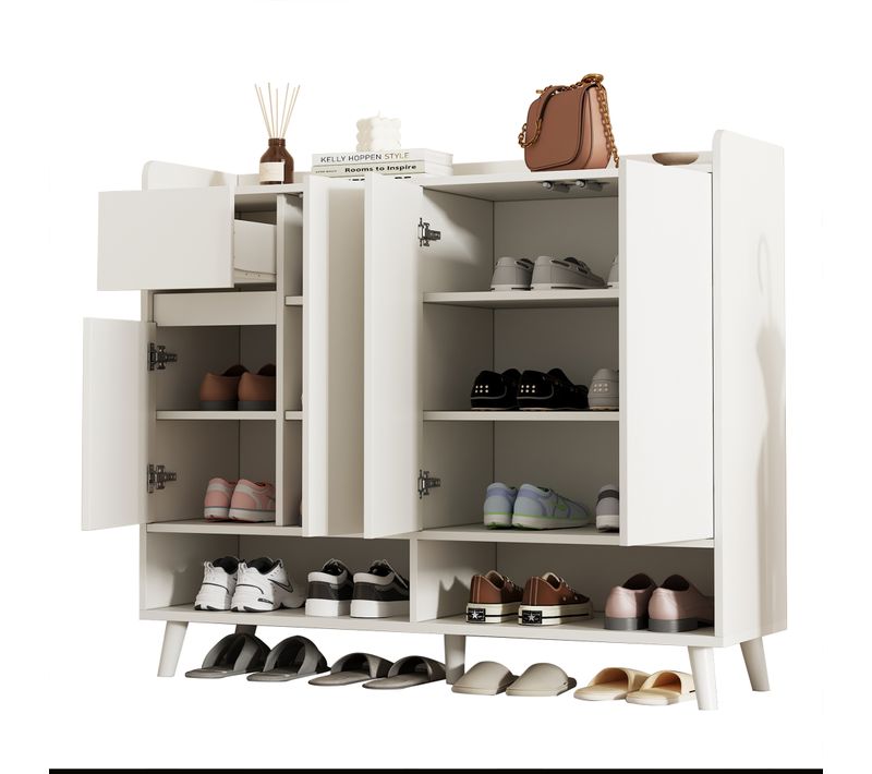 Buffet 120 Cm Avec 4 Portes Et 1 Tiroir Blanc
