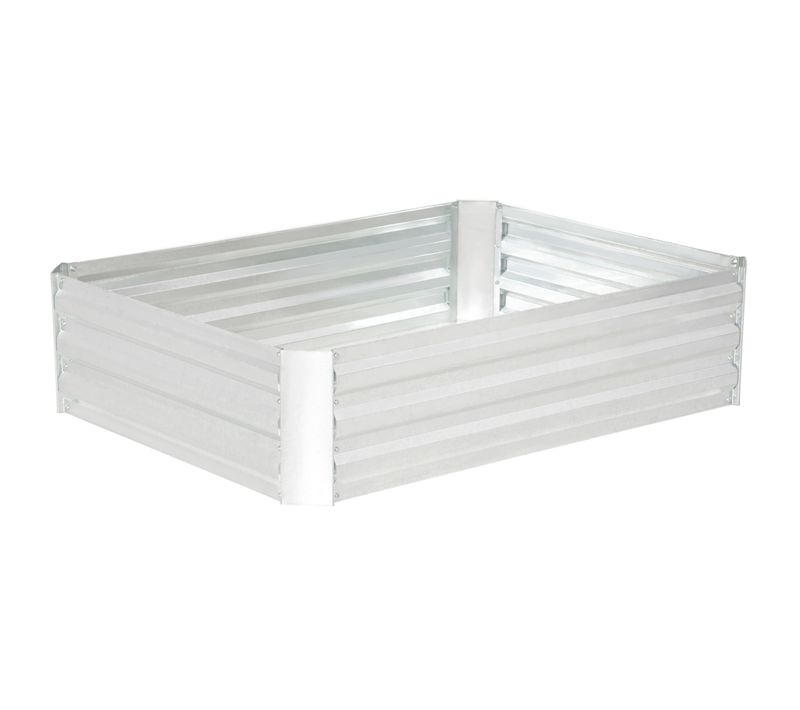 Carré Potager 120x90x30 Cm Avec Structure En Acier Galvanisé Argent