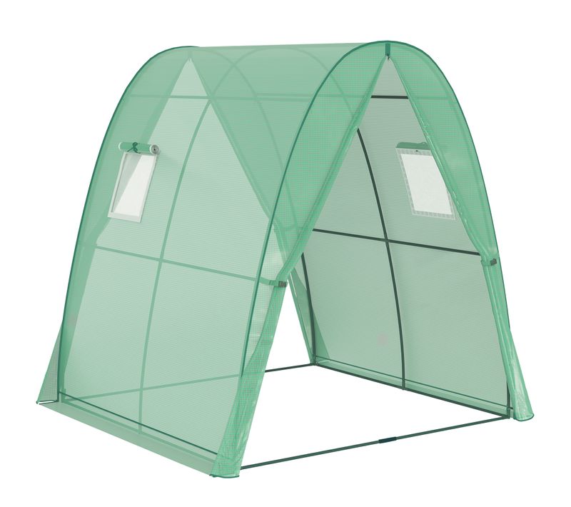 Serre De Jardin 180 X 180 X 200 Cm Avec Couverture En Plastique Vert