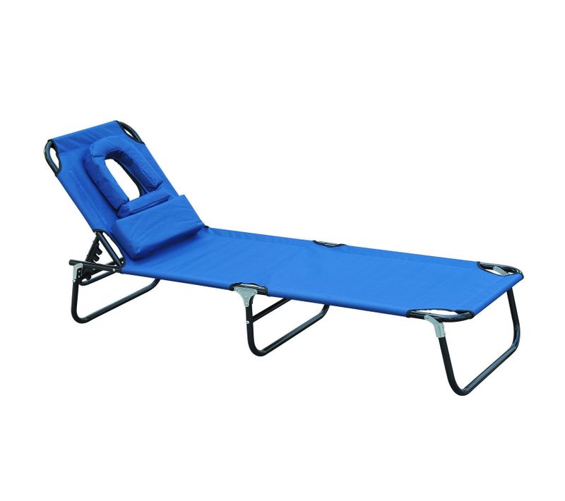 Bain De Soleil 190 X 56 Cm Avec Cadre En Acier Et Ouverture De Lecture Bleu