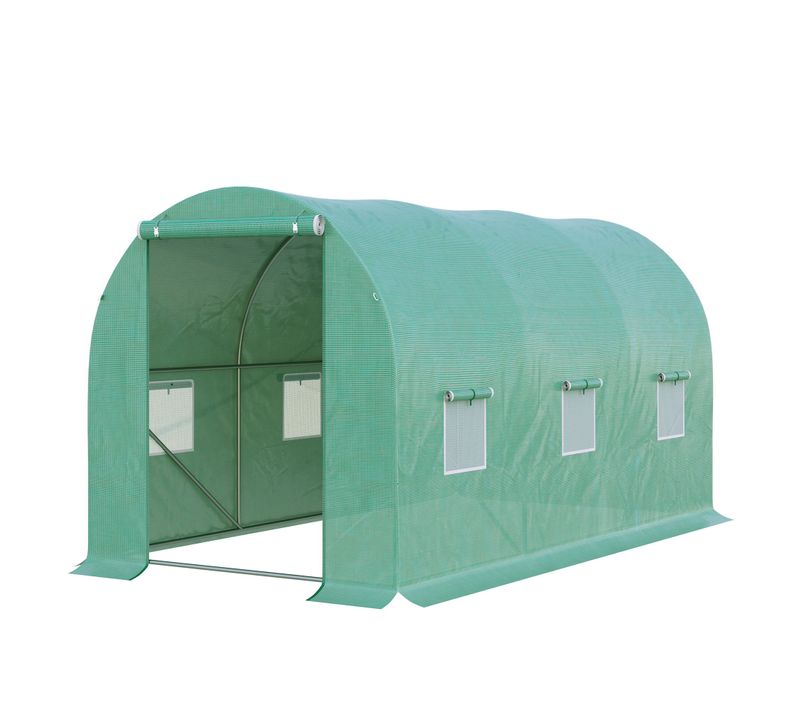 Serre De Jardin 395x195x190 Cm Avec Structure En Acier Et Film Plastique Vert
