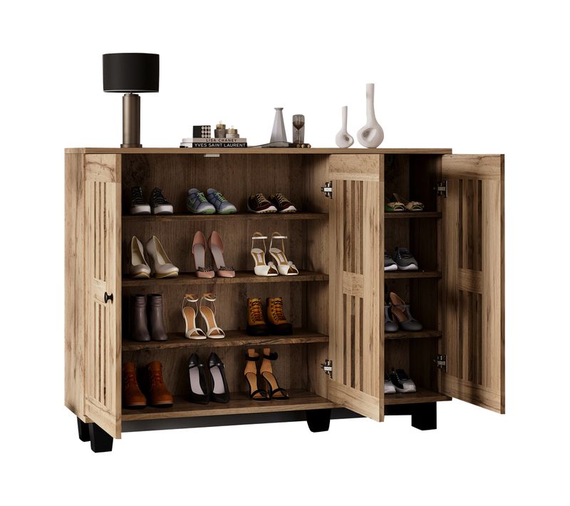 Buffet 120 X 32 X 92 Cm Avec Structure En Panneaux De Particules Finition Bois Naturel