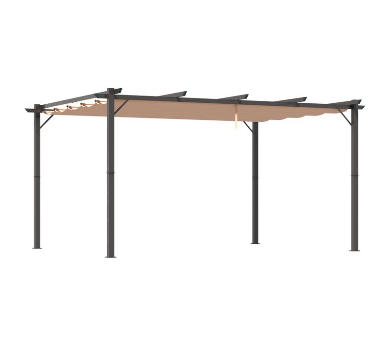 Pergola 3 X 4 M Avec Toit En Tissu Réglable Et Structure En Aluminium Grise