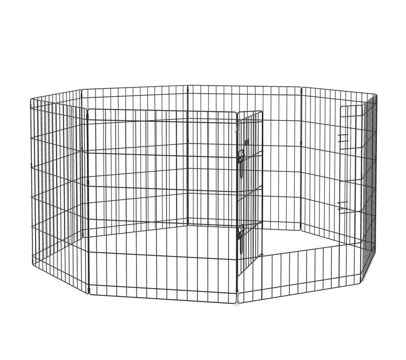 Enclos Pour Animaux Noir En Métal 8 Panneaux 76 Cm De Haut Pour Intérieur/extérieur