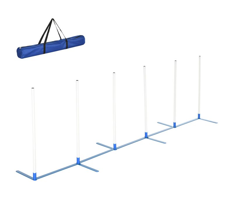 Set De Slalom D'agility Blanc 305 X 60 X 94 Cm Pour Entraînement Du Chien