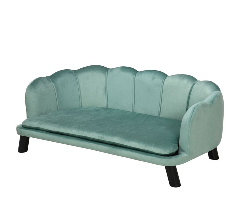 Canapé Pour Chien Vert 98,5 X 60,5 X 35,5 Cm Avec Dossier Et Accoudoirs