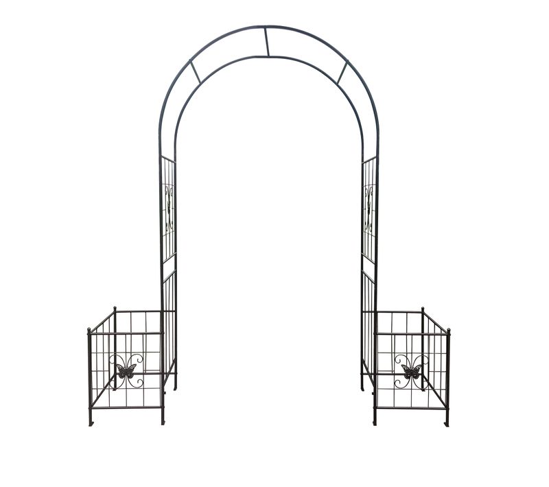 Arche De Jardin 202 Cm En Métal Avec Structure En Fer Noir