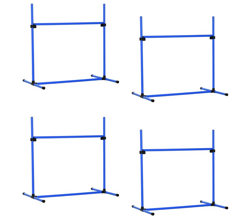 Set D’agility Bleu 4 Pièces Réglable En Hauteur Pour Entraînement Du Chien