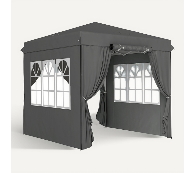 Tente Pliante 250x250 Cm Avec Structure Métallique Gris Foncé