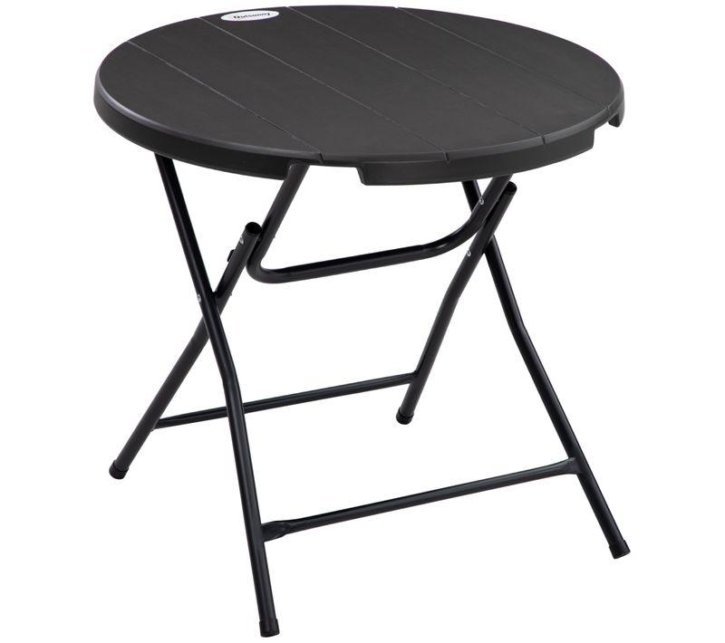 Table De Jardin Pliante D.80 Cm Avec Structure En Acier Gris Foncé